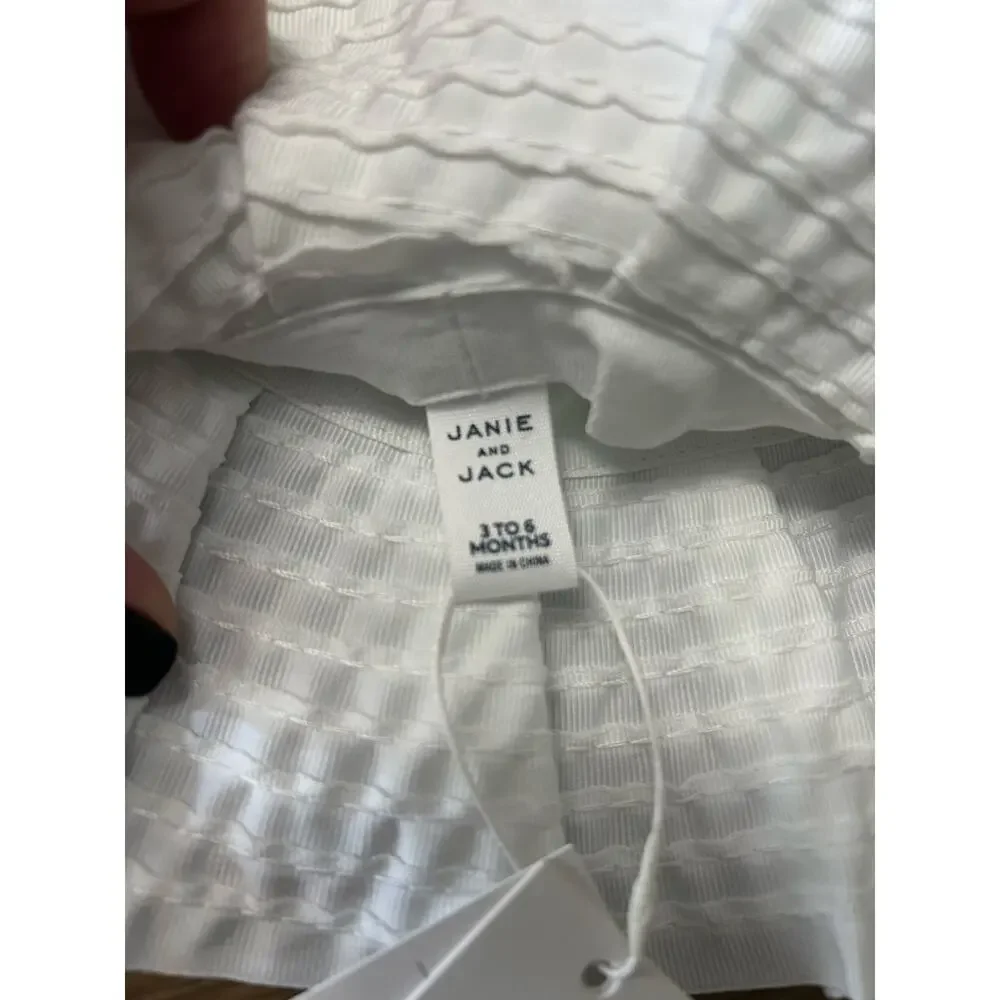 NWT Janie and Jack white girls sunhat with bow 3-6 Months